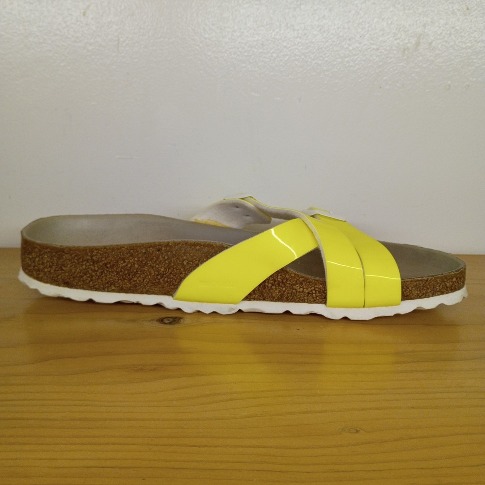 Birkenstock Yao Balance Yellow Patent Sandals Slides Women's Size 7 Men's Size 5 - Picture 4 of 11